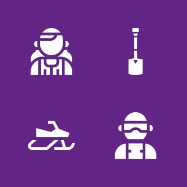 4 kış simgesi karmobil, İzlandaca ve grafik tasarım ve web için kürek vektör çizim seti