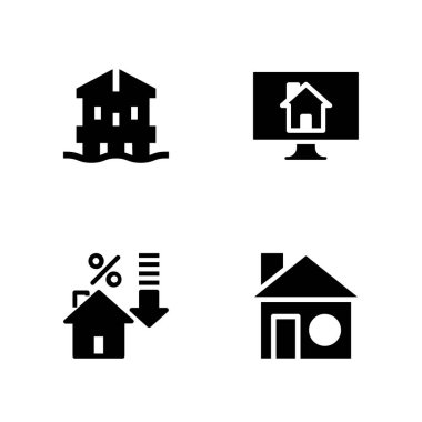 4 aile Icon set grafik tasarım ve web için ev, gayrimenkul ve plaj evi vektör çizim ile