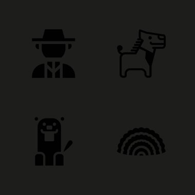 hayvan Icon set. Kunduz, eşek ve grafik tasarım ve web için mercan vektör simge