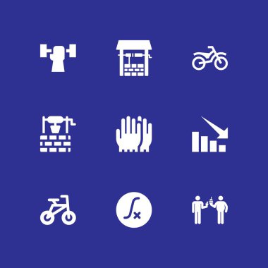 Fitness Icon set. grafik tasarım ve web için diyet, halter ve eldiven vektör simge