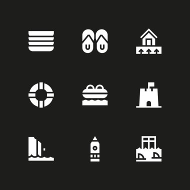 9 su simgesi cankurtaran, yemekleri ve jeotermal enerji vektör çizim grafik tasarım ve web için ayarla