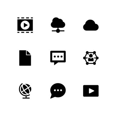 Ağ Icon set. bulut, film oynatıcı ve grafik tasarım ve web için dosya vektör simge