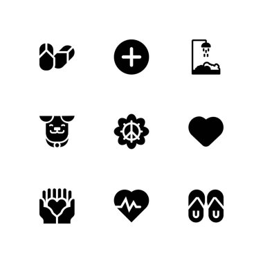 Icon set seviyorum. kalp, eklemek ve grafik tasarım ve web için vektör simge flip flop