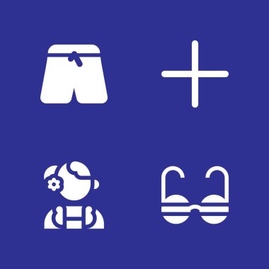 moda Icon set. Ayrıca, İspanyolca kadın güneş gözlüğü grafik tasarım ve web için simge vektör ve