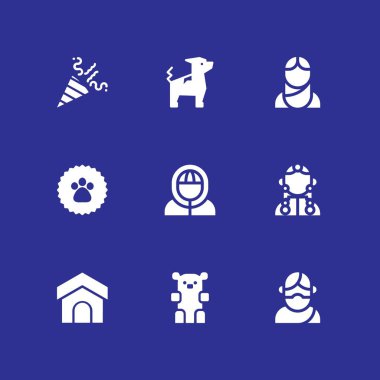 köpek Icon set. Afgan, pençe etiket ve grafik tasarım ve web için bekçi köpek vektör simgesi