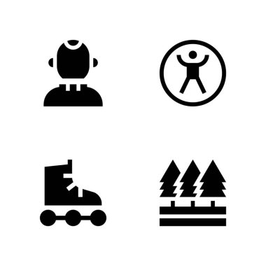 Yaz Icon set. Orman, zorbing ve grafik tasarım ve web için paten vektör simge