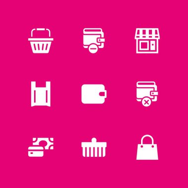 Alışveriş Icon set. alışveriş sepeti, ödeme yöntemi ve dükkanı vektör grafik tasarım ve web için simge