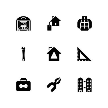 İnşaat Icon set. grafik tasarım ve web için araç kutusu, garaj ve ceket vektör simgesi