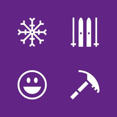 Kış Icon set. buz baltası, mutlu ve grafik tasarım ve web için kar tanesi vektör simge