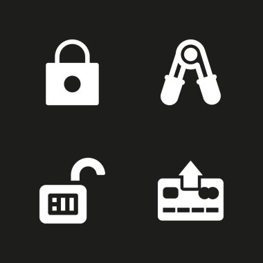 Güvenlik Icon set. kilit, blok ve grafik tasarım ve web için kredi kartı vektör simge