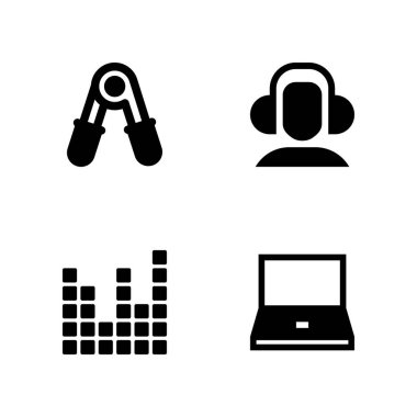 teknoloji Icon set. blok, kulaklık ve grafik tasarım ve web için dizüstü vektör simge