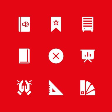 kitap simgesi seti. grafik tasarım ve web için audiobook, kare ve sunum vektör simgesi