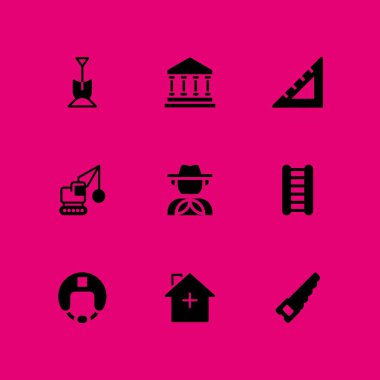 İnşaat Icon set. yıkım, ev ve grafik tasarım ve web için set kare vektör simge
