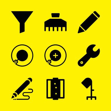 Aracı simge seti. Kalemle, Kuaför salonu ve filtre vektör grafik tasarım ve web için simgeleri