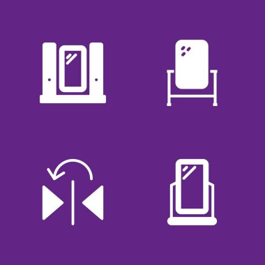 4 ayna simgesi ile grafik tasarım ve web için ayna vektör çizim seti