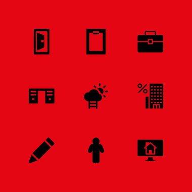 Office simge seti. Pano, evrak çantası'nı ve grafik tasarım ve web için emlak vektör simge