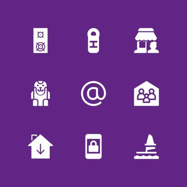 adam Icon set. Windsurf, arroba ve smartphone grafik tasarım ve web için simge vektör