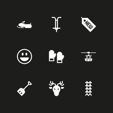 Kış Icon set. Yeni, tiremarks ve kar arabası vektör grafik tasarım ve web için simge