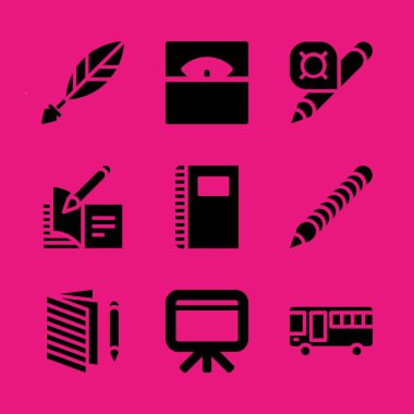 Okul Icon set. Kalem, defter ve kalem vektör grafik tasarım ve web için simgeleri