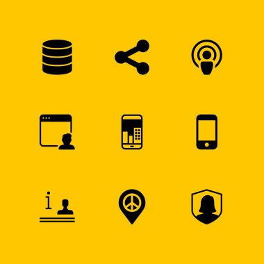 Ağ Icon set. grafik tasarım ve web için Smartphone, güvenlik ve bilgi vektör simge