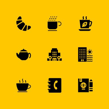 kahve Icon set. grafik tasarım ve web için simge vektör Çaydanlık, çay bardağı ve kahve fincanı