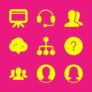 Icon set takım. Destek ile yardımcı ve co vektör grafik tasarım ve web için simgeleri