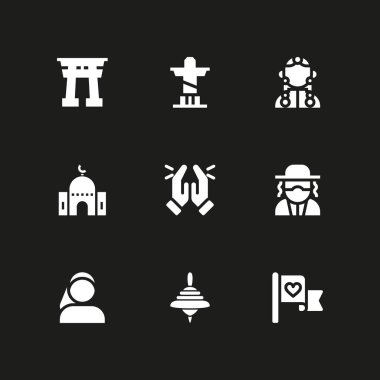 din Icon set. İsa Kurtarıcı, yakın kapı ve grafik tasarım ve web için Tibet vektör simge