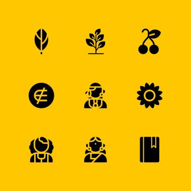 çiçek Icon set. yer işareti, yaprak ve grafik tasarım ve web için kiraz vektör simge