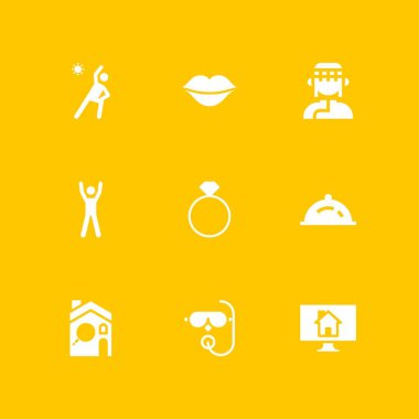 Çift Icon set. Moğolca, gayrimenkul ve grafik tasarım ve web için akşam yemeği vektör simge