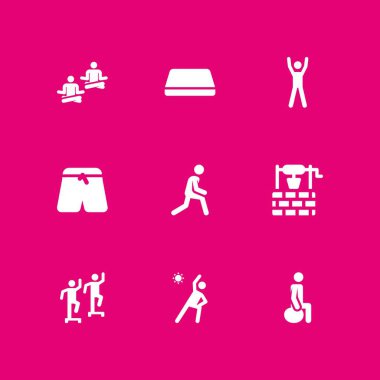 Yoga Icon set. şey, jimnastik minderi ve yoga grafik tasarım ve web için simge vektör