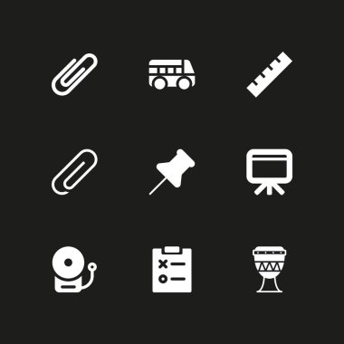 Okul Icon set. ataç, cetvel ve grafik tasarım ve web için Not defteri vektör simge