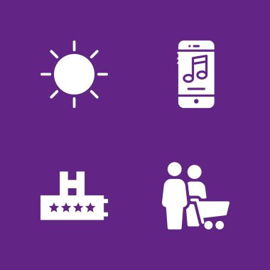 Web simge seti. Güneş, beğeni ve grafik tasarım ve web için smartphone vektör simge