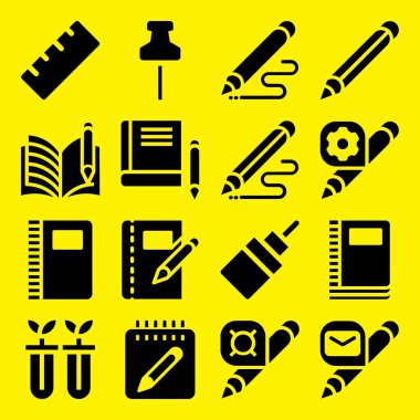 Okul Icon set. Kalem, defter ve bilim vektör grafik tasarım ve web için simgeleri