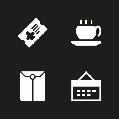 Kağıt Icon set. grafik tasarım ve web için Takvim, dosya ve Uçak Bilet vektör simgesi