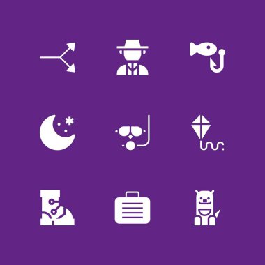 Yaz Icon set. Norveç, gece ve bavul vektör grafik tasarım ve web için simge