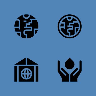 Dünya Icons set. Ozon tabakası, su ve planet earth ve diğer vektör simgeleri grafik tasarım ve web için Kaydet