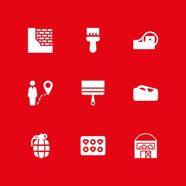 Grunge Icon set. el bombası, boya fırçası ve grafik tasarım ve web için kalıplı vektör simge