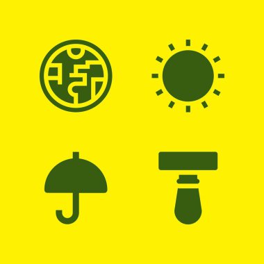 Weather simge seti. Şemsiye, bıçak ve grafik tasarım ve web için ozon tabakası vektör simgeleri