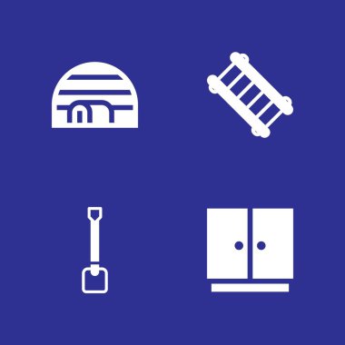 İnşaat Icon set. grafik tasarım ve web için kürek, kabine ve merdiven vektör simgesi