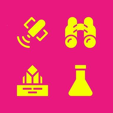 Bilim Icon set. Buzdağı ile uydu ve dürbün vektör grafik tasarım ve web için simgeleri