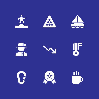 spor Icon set. Kemer, çalışan ve grafik tasarım ve web için Kupası vektör simge