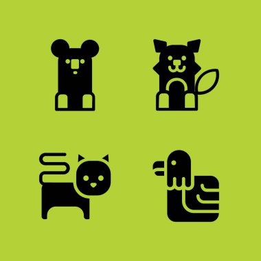 hayvan Icon set. Koala, hawk ve kurt vektör grafik tasarım ve web için simgeleri