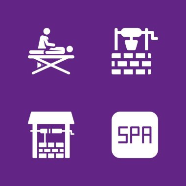 4 de simge seti ile spa, Masaj ve vektör çizim grafik tasarım ve web için masaj