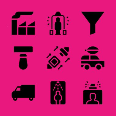 Araba Icon set. Teslimat kamyonu ile filtre ve bıçak vektör grafik tasarım ve web için simgeleri