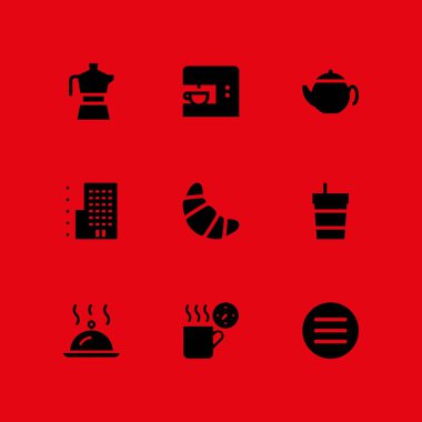 kahve Icon set. grafik tasarım ve web için su ısıtıcısı, Çaydanlık ve kahve Kupası vektör simgesi