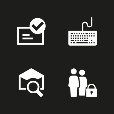 Sosyal Icon set. grafik tasarım ve web için e-posta, Grup ve klavye vektör simge