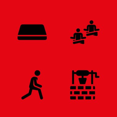 Yoga Icon set. şey, jimnastik minderi ve yoga grafik tasarım ve web için simge vektör