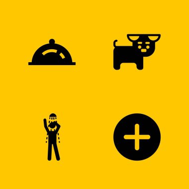 Icon set seviyorum. eklemek, köpek yavrusu ve akşam yemeği için grafik tasarım ve web vektör simgesi