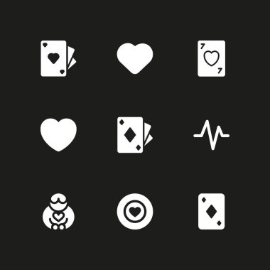 9 kalp simgesi poker, kalp ve kalpleri vektör çizim grafik tasarım ve web için ace ile ayarla