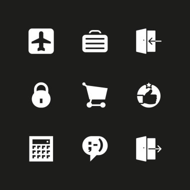Icon set düğmesine basın. Giriş, LIKE ve alışveriş sepeti vektör simge grafik tasarım ve web için